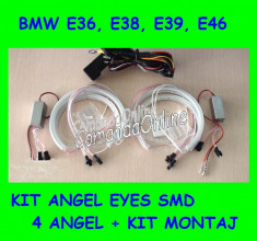 KIT INELE ANGEL EYES CU 66 LED - SMD BMW E36, E38, E39, E46 - CULOARE ALB XENON 6000K foto