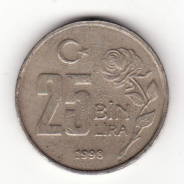 Turcia 25 bin lira, 25.000 lire 1998 foto