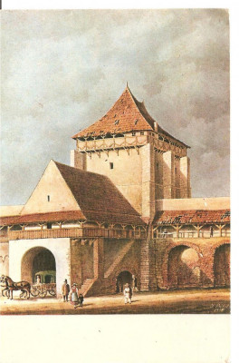 CPI (B3258) JOHANN BOBEL - POARTA BURGER DIN SIBIU, VEDERE DINSPRE ORAS ( DEMOLATA IN 1856 ), NECIRCULATA foto