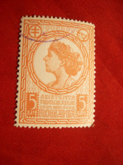 Timbru 5 lei Asistenta Tuberculosilor 1913 portocaliu , stamp. foto