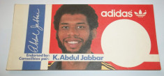 cartonas pentru autograf baschetbalistul Kareem Abdul-Jabbar Los Angeles Lakers (reclama retro Adidas anii &amp;#039;80) foto