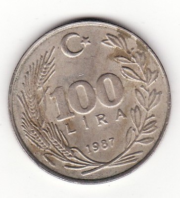 Turcia 100 lire 1987 foto