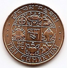 Bhutan 10 Chertum 1979 Bronz KM-46 UNC !!! foto