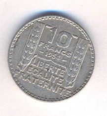 moneda argint -10 franci 1934 -10 francs foto