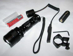 Lanterna Police arma pusca airsoft telecomanda fir LED CREE XM-L T6 prindere arm foto