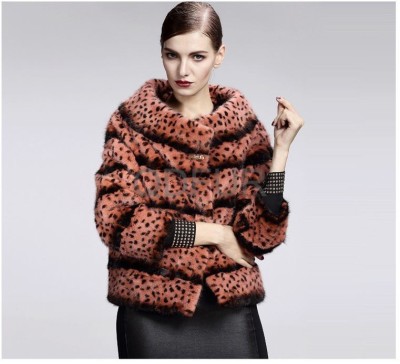Haina Dama Luxoasa Din Blana Naturala Nurca Model Leopard Fashion