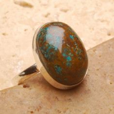 Inel argint 925 si natural chrysocolla, marime 6 foto