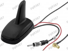 Antena SHARK, radio AM/FM, GPS, cu amplificare semnal, 12V, conector SMB-B - 001121 foto