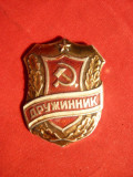 Insigna comunista Drujinik URSS ,h= 4 cm