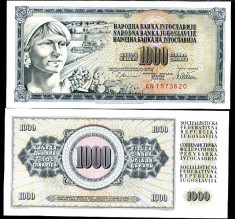IUGOSLAVIA- 1000 DINARI 1978- UNC!! foto