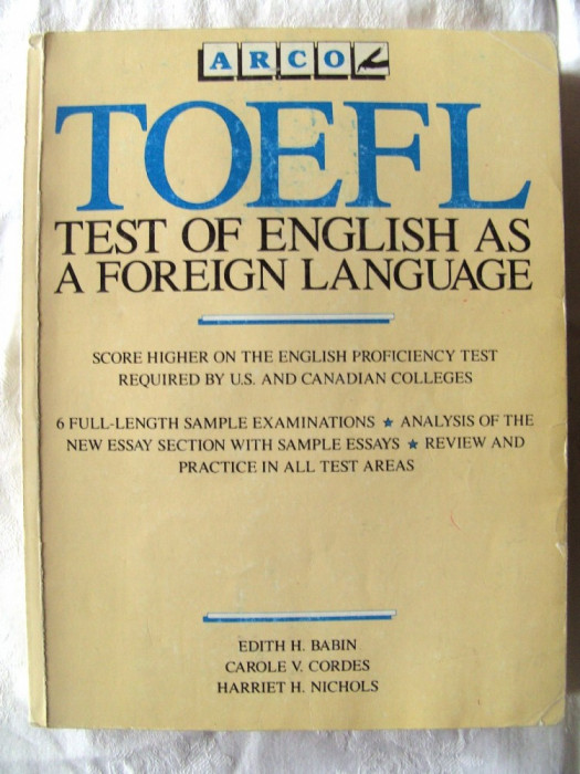 TOEFL. TEST OF ENGLISH AS A FOREIGN LANGUAGE, Ed.IV, 1987