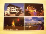 ROMANIA - MAMAIA - CLUB SCANDINAVIA VEDERI ZI NOAPTE SI LAC - NECIRCULATA CU EMBLEMA CLUBULUI PE VERSO ., Fotografie