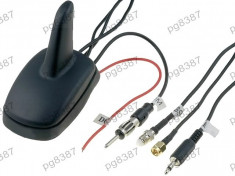 Antena SHARK, radio AM/FM, DVB-t, GPS, GSM, TV cu amplificare semnal, 12V, conector SMA - 001131 foto