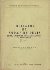 INDICATOR DE NORME DE DEVIZ PENTRU LUCRARI DE INSTALATII SANITARE LA CONSTRUCTII {1972} foto