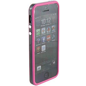 Bumper roz negru iphone 5 5G + folie protectie ecran foto
