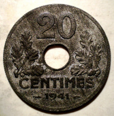 1.605 FRANTA WWII VICHY 20 CENTIMES 1941 ZINC foto