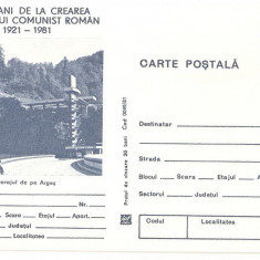 CPI (B3359) CARTE POSTALA. BARAJUL DE PE ARGES, NECIRCULATA, ALBASTRU, 60 DE ANI DE LA CREAREA PARTIDULUI COMUNIST ROMAN 1921-1981