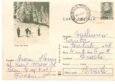 CPI (B3356) CARTE POSTALA. PEISAJ DE IARNA, CIRCULATA, 1972, STAMPILA foto