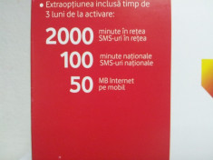 cartela vodafone cu 2000 minute/sms in retea si 100 minute nationale 3 luni gratuit foto
