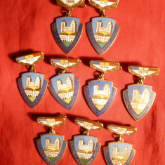 Set 9 Insigne-Titlu - Fruntas in gospodarirea orasului 1969-1979