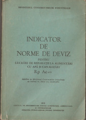 INDICATOR DE NORME DE DEVIZ PENTRU LUCRARI DE REPARATII LA ALIMENTARI CU APA SI CANALIZARI { 1973} foto