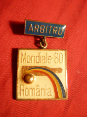 Insigna- Campionat Mondial Popice1980 Romania - Arbitru- F.Rara! foto