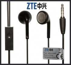 CASTI ZTE Nova 3.5 HANDSFREE ORIGINAL ZTE NOI JACK NORMAL DE 3.5MM CULOARE NEAGRA MODEL HMZ8-C4-OMTP foto