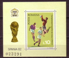 Romania L1047 CM-Fotbal-Spania -colita dantelata-1981 foto