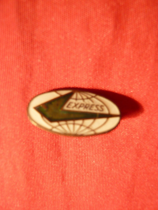 Insigna veche Aviatie - Express SUA ,metal si email ,L= 1,7 cm