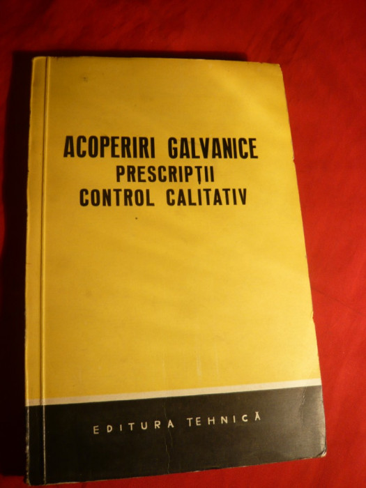 Acoperiri Galvanice ,Prescriptii ,Control calitativ- Ed.1961