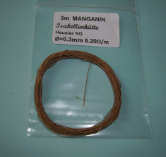 5 Mtr. Sarma manganina , Manganin wire , Rezistenta precizie , Diametrul 0.3mm foto