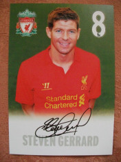 POZA FOTBALIST CU AUTOGRAF - STEVEN GERRARD, LIVERPOOL FC foto