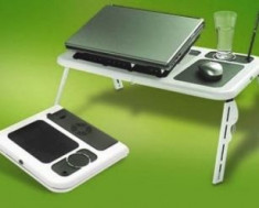 Masuta laptop E-table cooler - doua ventilatoare suport pentru pahar model 2014 foto