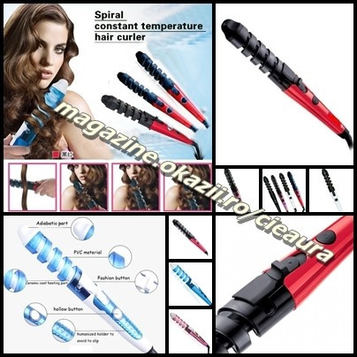 ONDULATOR SPIRALAT de PAR PROFESIONAL SPIRALA TAMBUR 19 mm CANELURI SPIRALATE INVELIS CERAMIC AVANSAT 170 GRADE CELSIUS NOVA STYLIST EASY HAIR CURLER