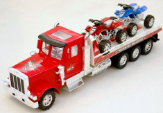 Masinuta cu frictiune, masina cu frictiune pentru baieti, masinuta-camion de jucarie, masinuta - trailer cu ATV-uri, macheta 40 cm cu frictiune foto