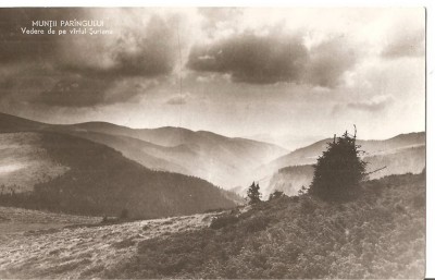 CPI (B3455) MUNTII PARANGULUI. VEDERE DE PE VARFUL SURIANU, CIRCULATA, R.P.R., STAMPILE, TIMBRU foto