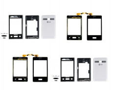 Geam carcasa geam sticla touchscreen digitizer touch screen mijloc miez corp capac baterie capac acumulator LG E400 Optimus L3 Originala Original NOUA foto