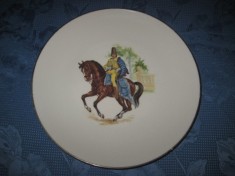 Platou portelan vechi cu militar Husar West Germany-25 cm. foto
