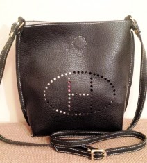 Geanta dama HERMES - cu logo perforat - stil postas - MARO INCHIS foto