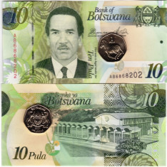 moneda 1 pula(aunc)+bancnota 10 pula(unc) foto