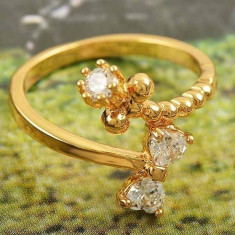 Superb inel 9k GOLD FILLED cu cristale CZ. Marimea 7 si 8 foto