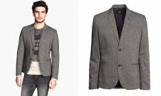 H&amp;amp;amp;M Espana, Sacou gri inchis, 2 NASTURI, SLIM FIT. &amp;quot;Tweed jacket&amp;quot;. CASUAL. Marime 50(M) OUTLET. Produse NOI ORIGINALE cu etichete. foto