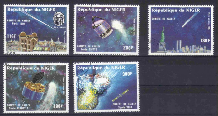 Niger 1985, Cosmos - Cometa Halley, serie completa stampilata