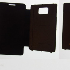 Husa eco piele neagra flip deschidere laterala samsung galaxy s2 i9100