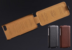 Husa / toc piele iPhone 5c lux, tip flip cover, culoare - neagra - LIVRARE GRATUITA prin Posta la plata cu cardul foto