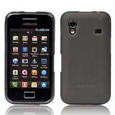 Husa SLIM mata Samsung Galaxy ACE S5830 din TPU cauciucat semitransparent NEGRU fumuriu foto