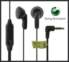 CASTI SONY ERICSSON Xperia mini HANDSFREE ORIGINALE NOI JACK NORMAL DE 3.5MM CULOARE NEAGRA MODEL HPM-60J foto