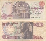 Bancnota Egipt 10 Pounds 1987, Circulata, Rara - Numismatica Africa