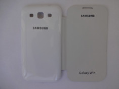 Husa Samsung Galaxy Win I8552 Flip Cover Alb foto