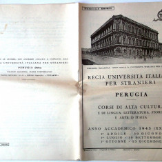 PROGRAMA CURSURI CULTURA LIMBA ISTORIE ARTE ITALIA UNIVERSITATEA REGIA 1943 **